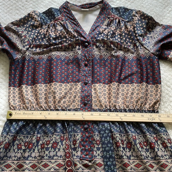 Vintage 80s Boho Floral Print Dress - Picture 8 of 11